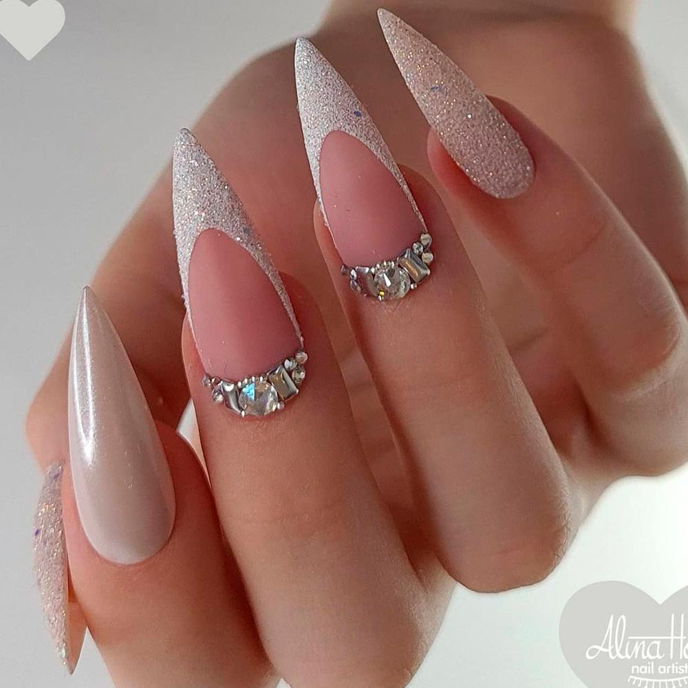 Nude Nails with Rhinestones