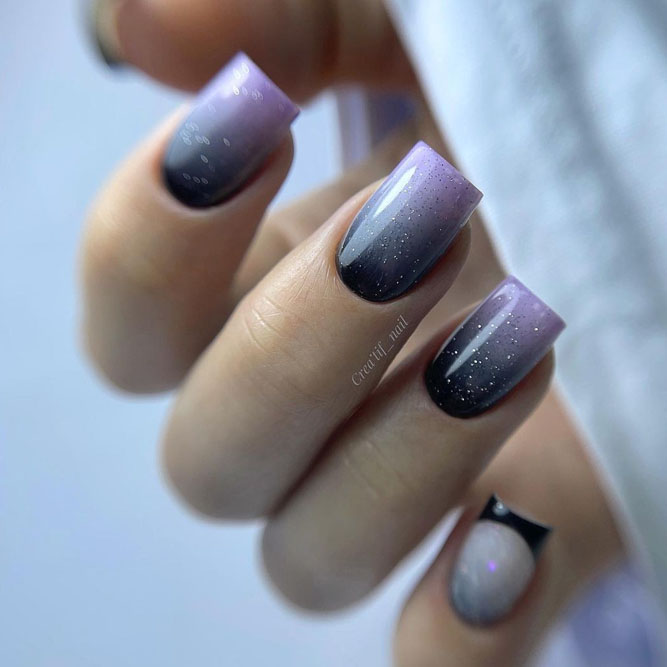 Pink And Black Ombre Mani