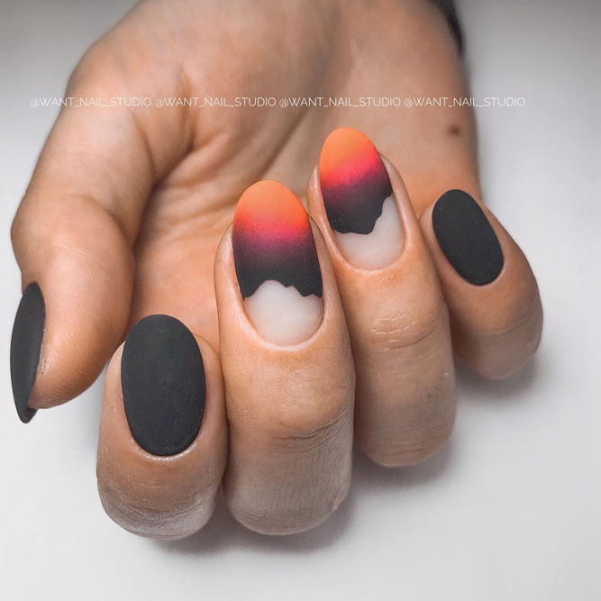 Matte Black Ombre Nail Designs