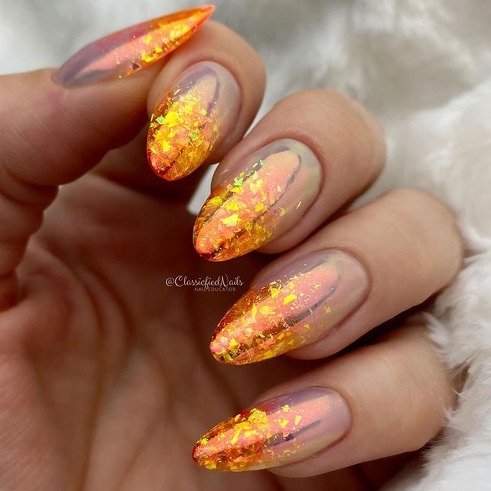 Gold Sparkle Ombre Nails