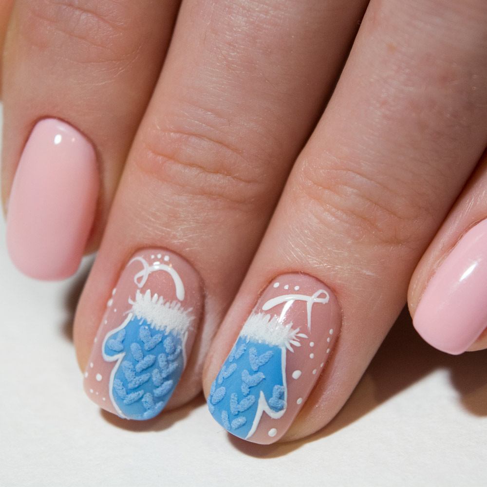 Mittens Christmas Nail Art