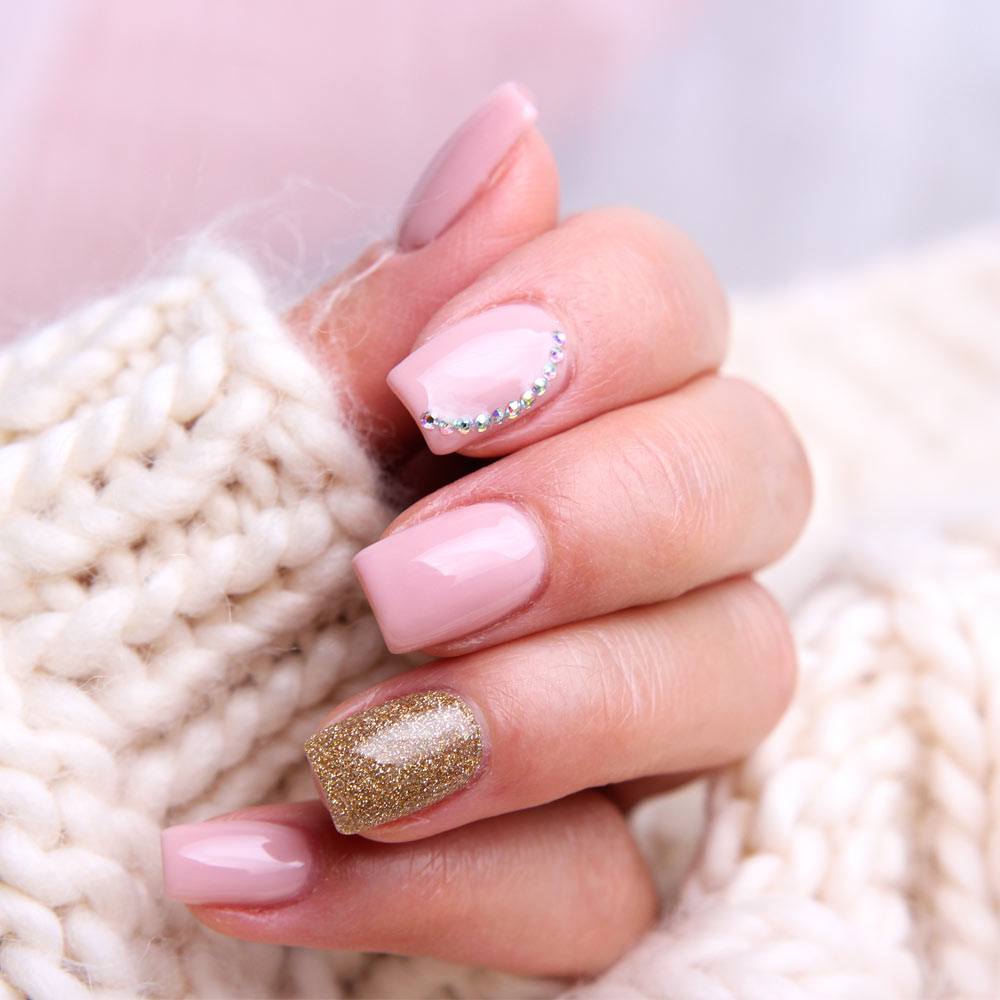 Pink and Gold Christmas Nails