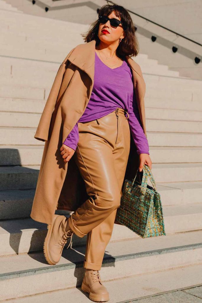 Leather Pants & Trench-Coat Outfit