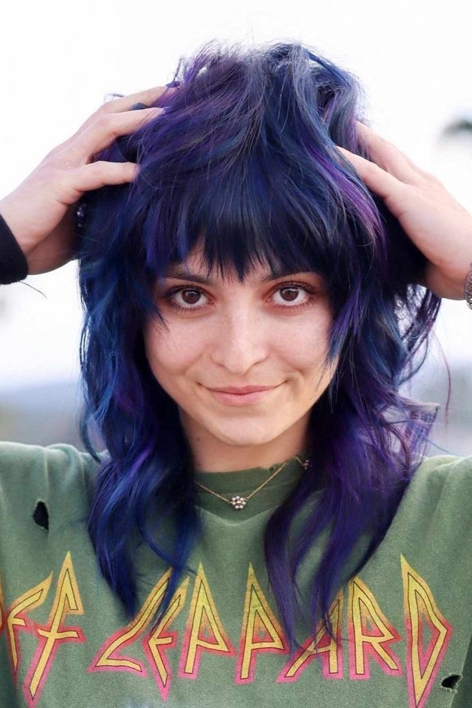Purple Wolfcut with Bangs