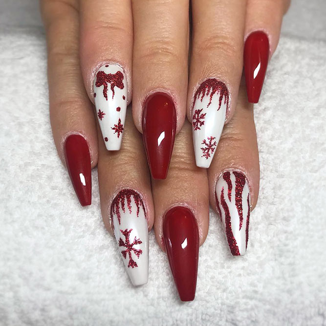 Christmas Red Nails for a Holiday Party Picture 4