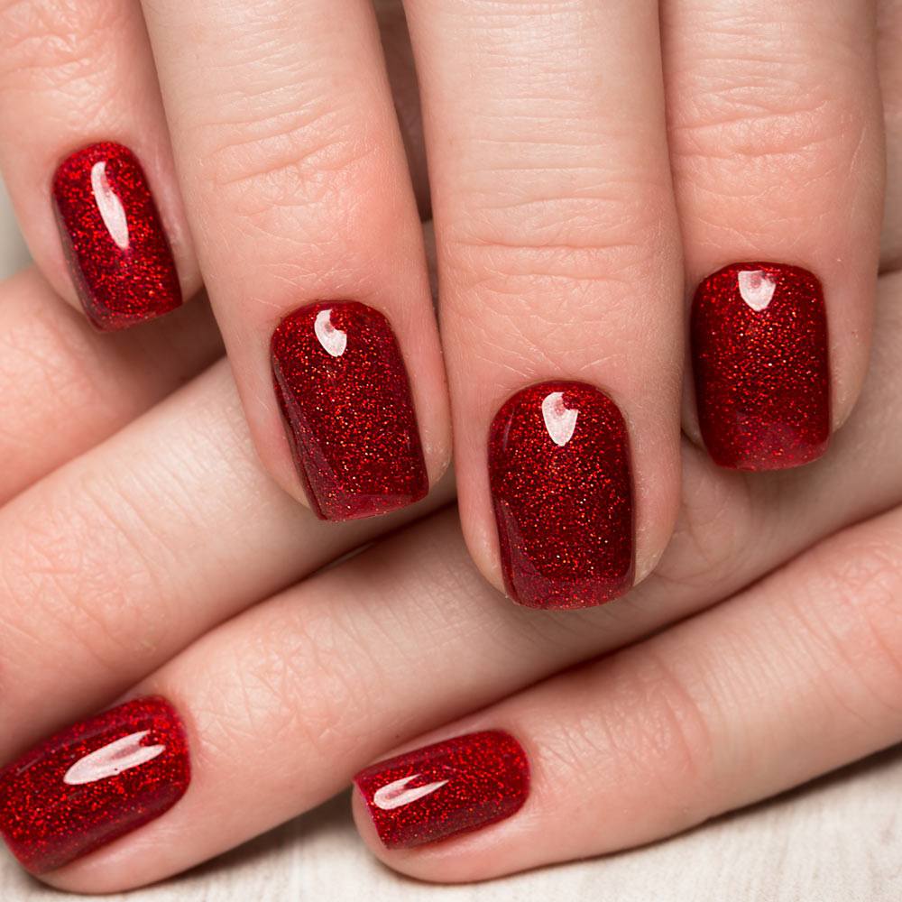 Easy Glitter Red Nails Design
