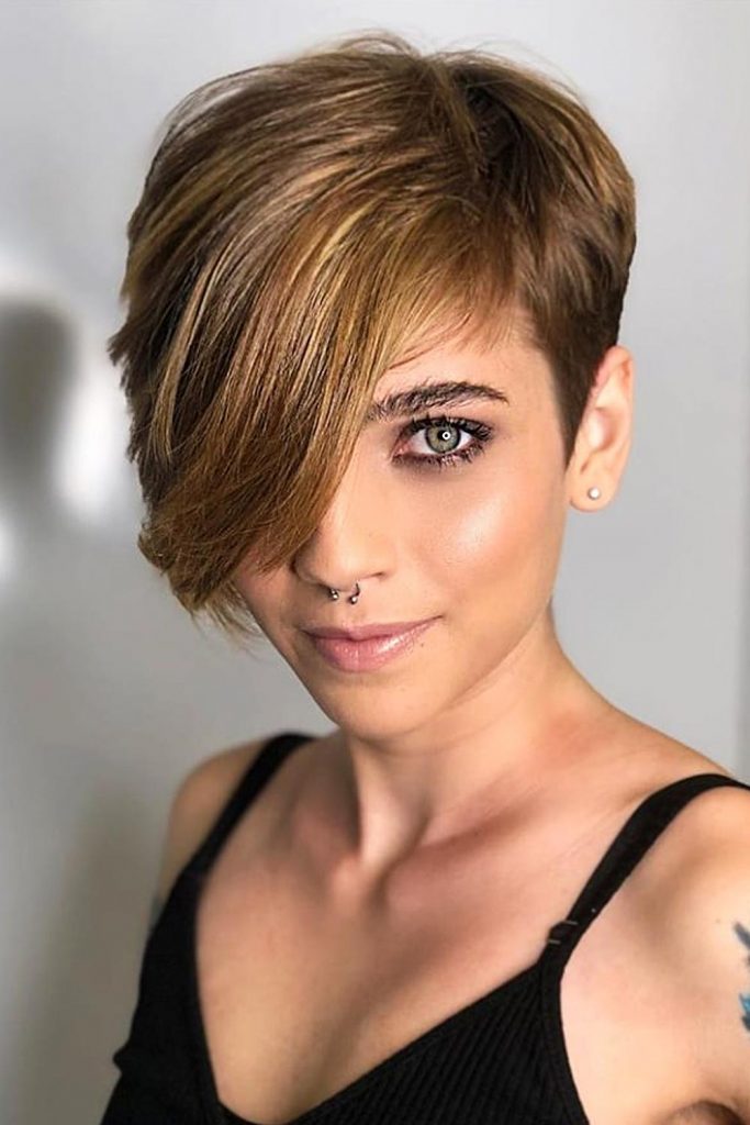 Long Pixie Cut for Triangular Face Shape 