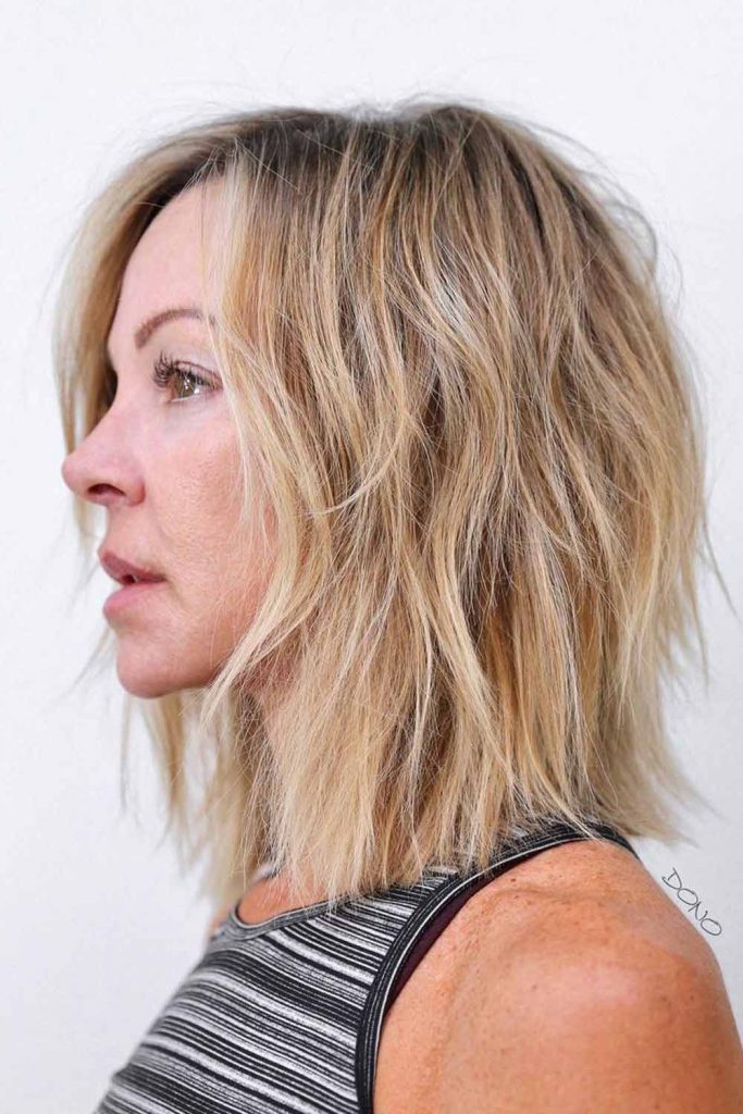 Blonde Layered Long Bob
