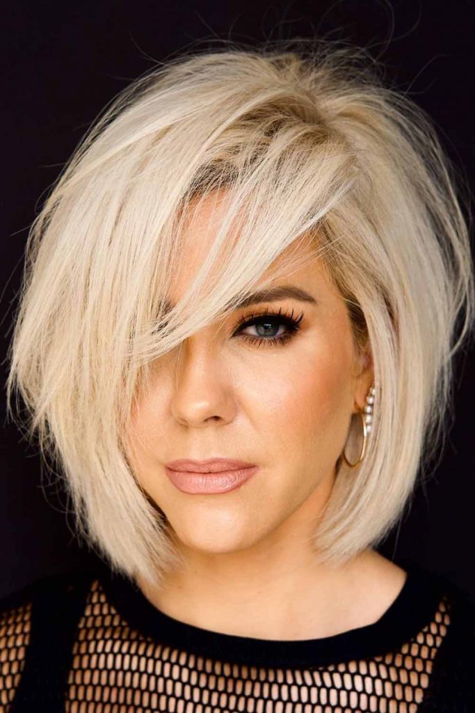 Straight Blonde Bob with Side Bang
