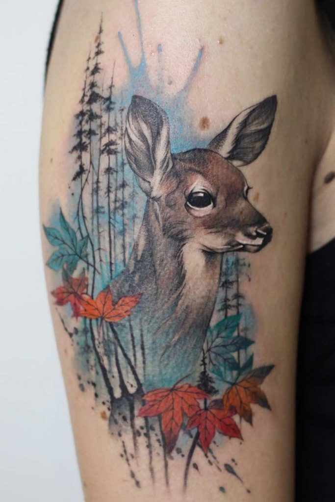 Watercolor Style Deer