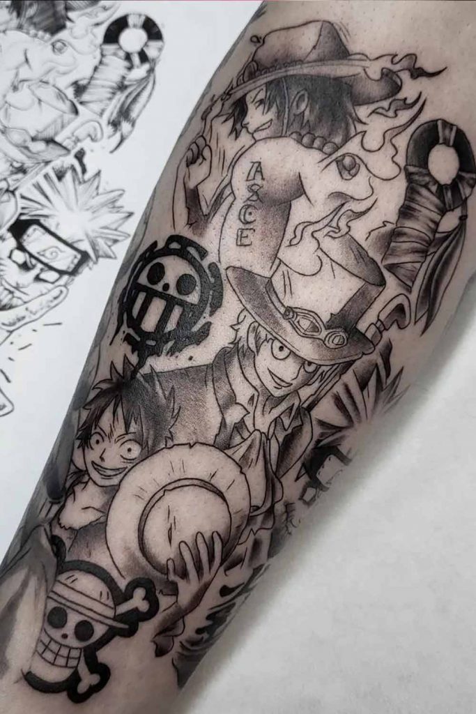 One Piece Anime Tattoo for Men
