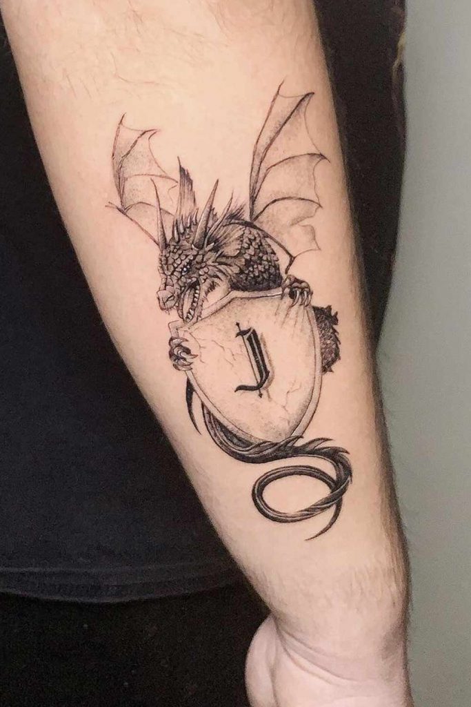 Black and White Dragon Tattoo