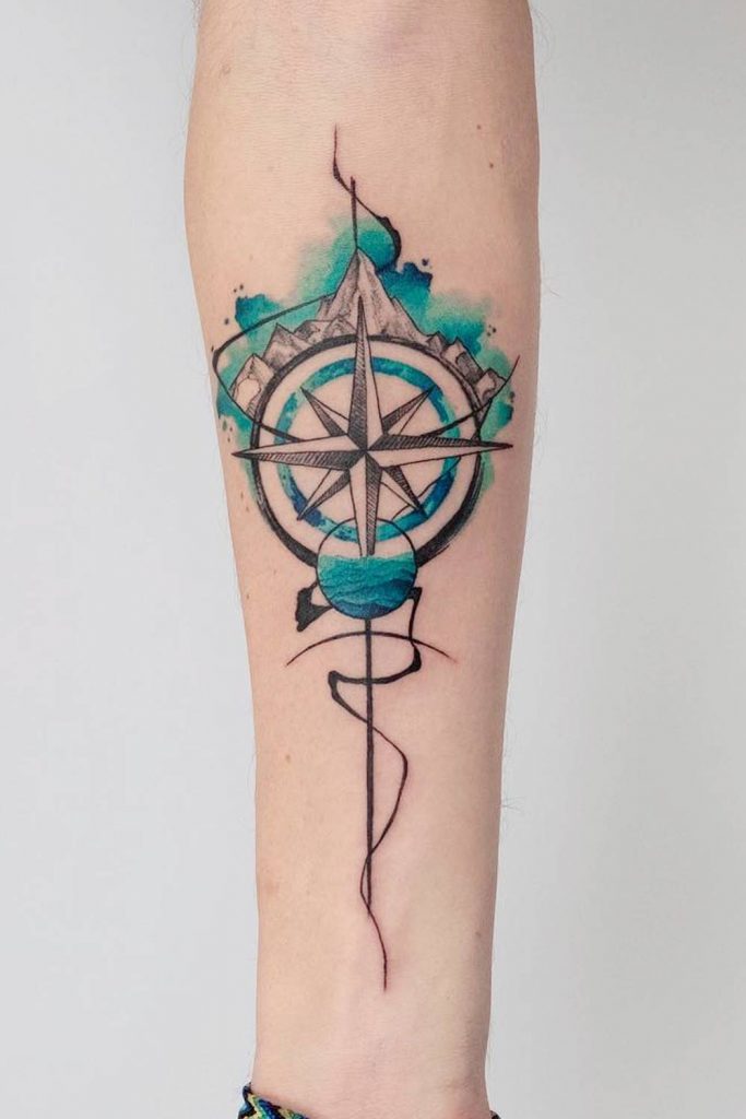 Arm Compass Tattoo Design for Men