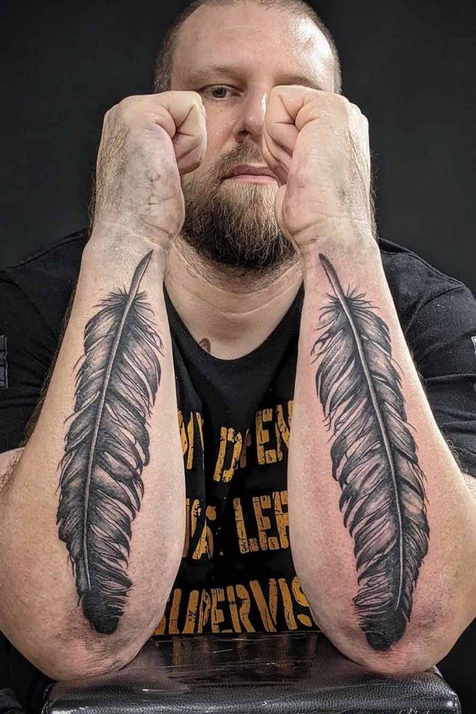 Double Feather Tattoo