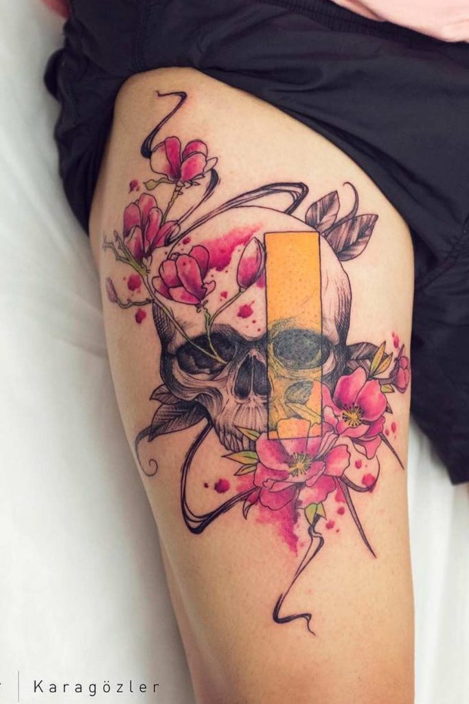Thigh Skull Tattoo