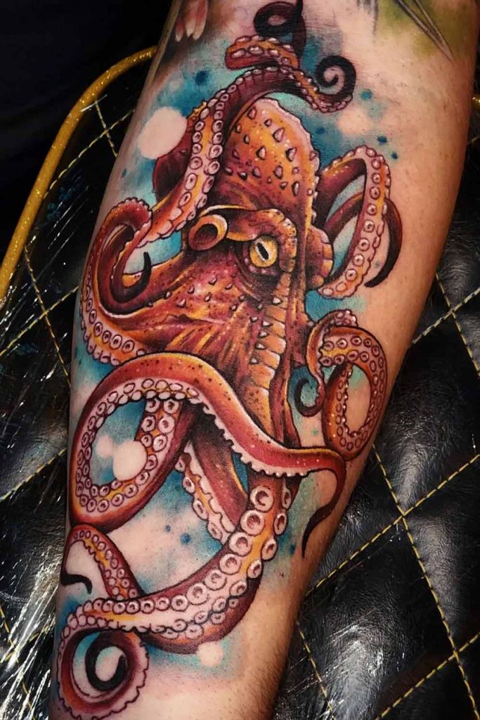 Watercolor Octopus Tattoo Design
