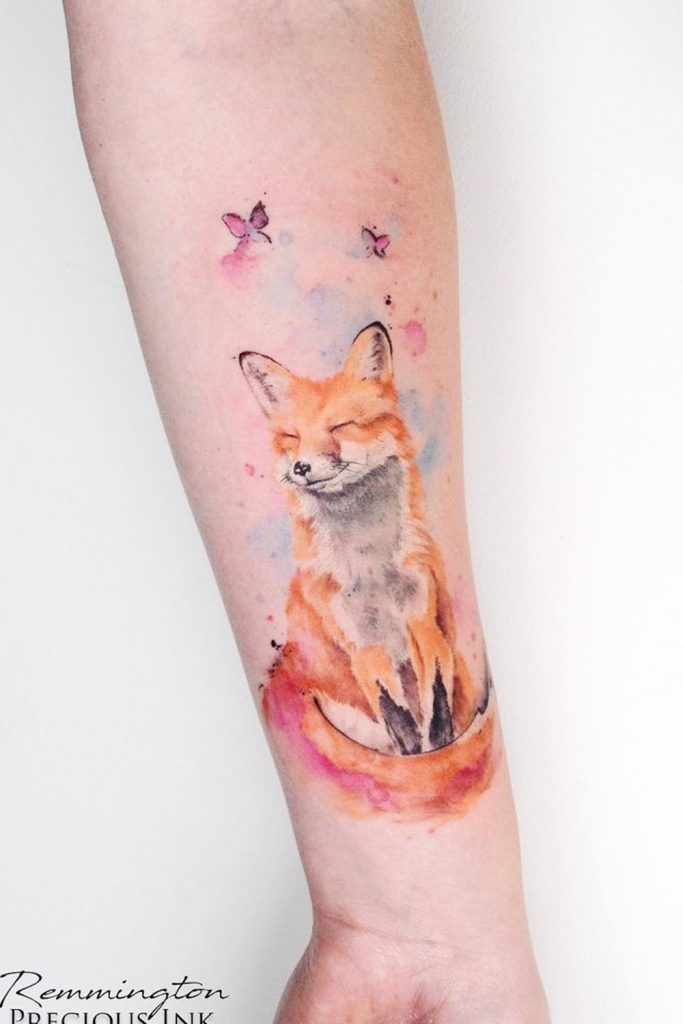 Watercolor Fox Tattoo