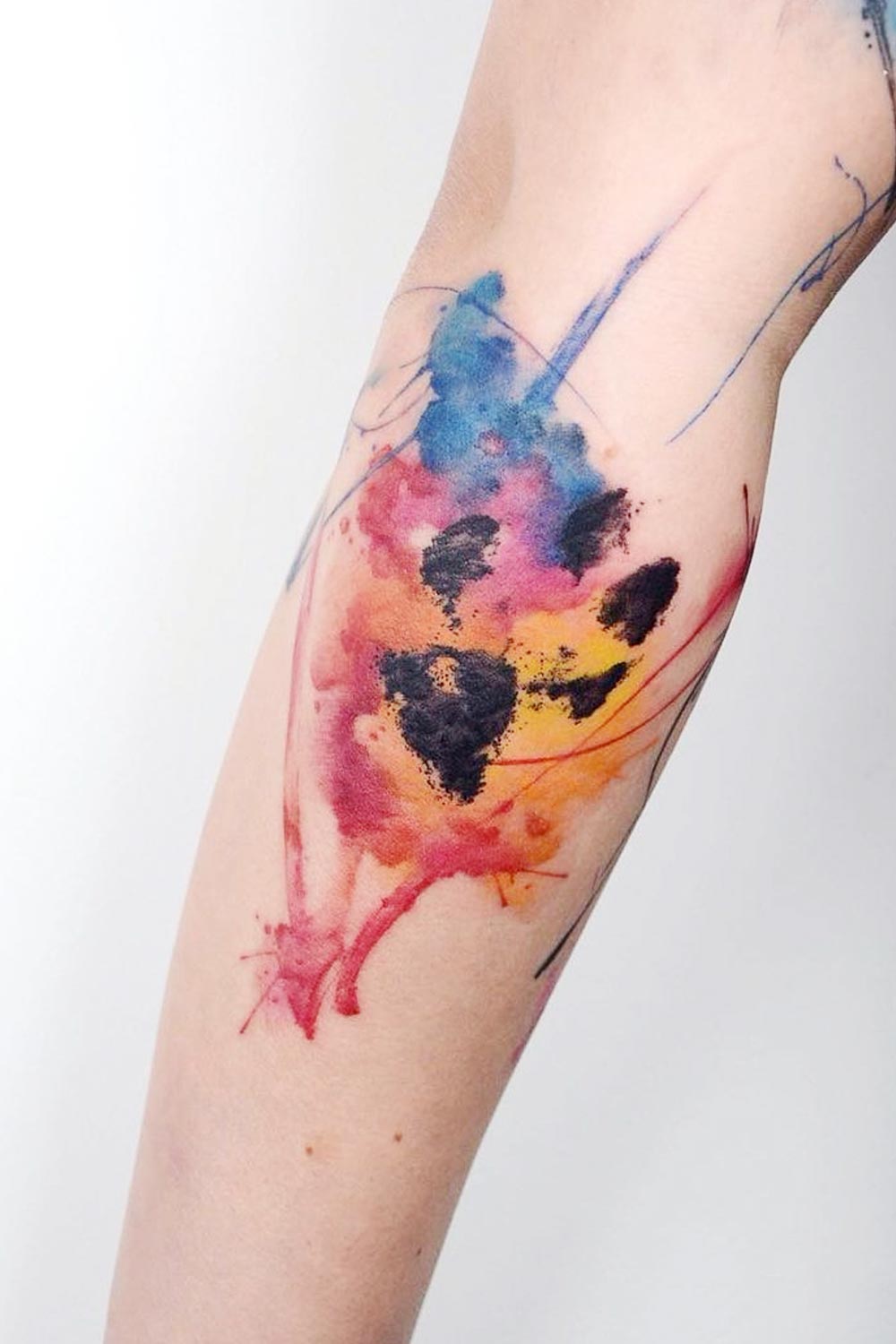 Watercolor Paw Tattoo