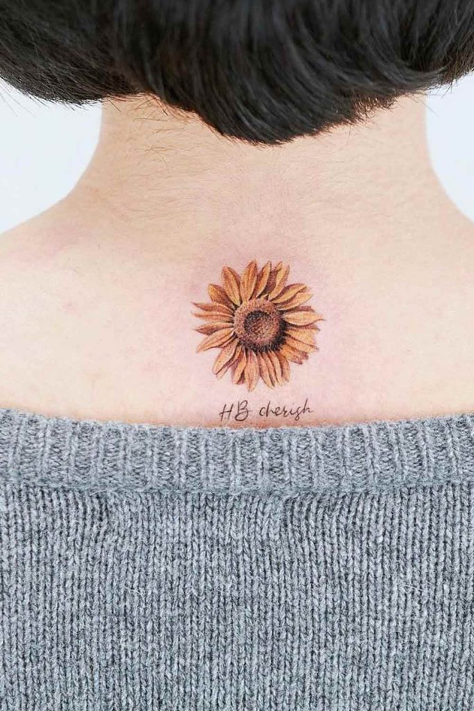 Sunflower Back Tattoo