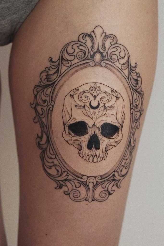 Thigh Skull Tattoo