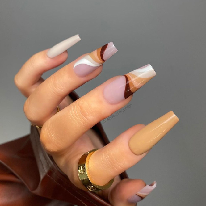 Brown Swirls Nails
