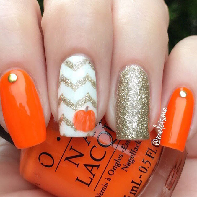 Cute Fall Nails Designs with Pumpkins picture 1