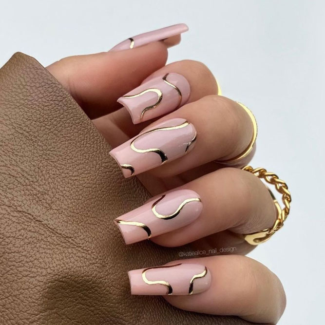 Gold Wiggles Thanksgiving Nails