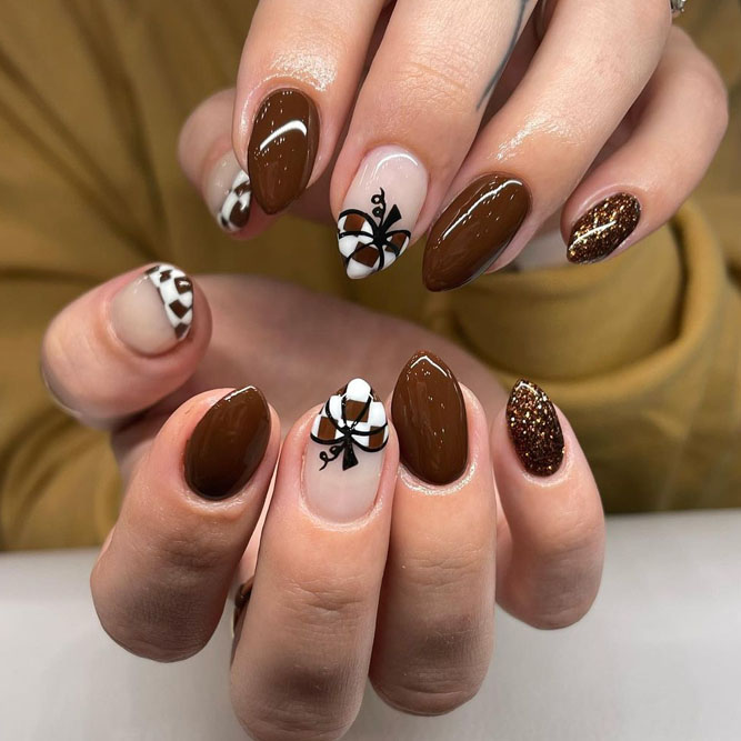 Brown Pumpkin Nails
