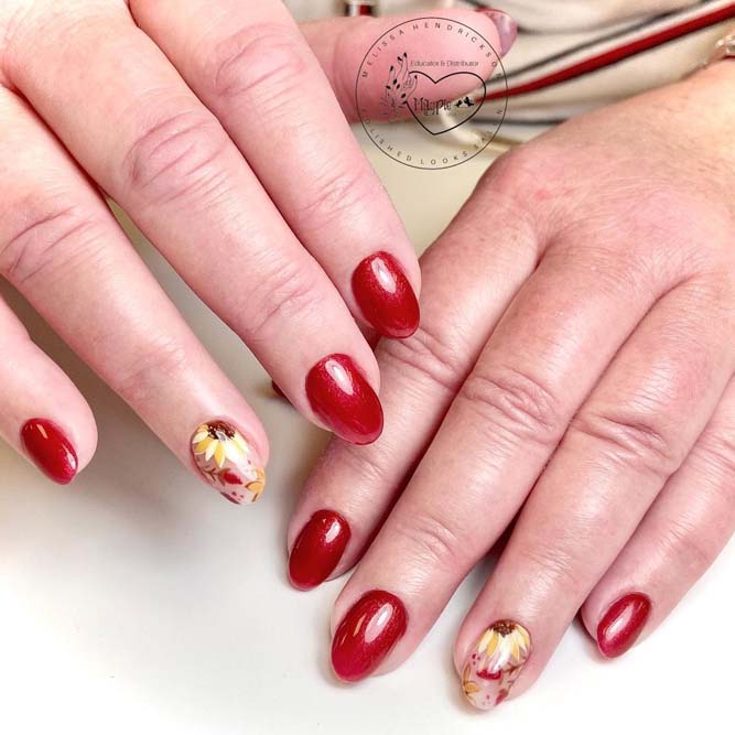 Sunflower Nails for Thanksgiving