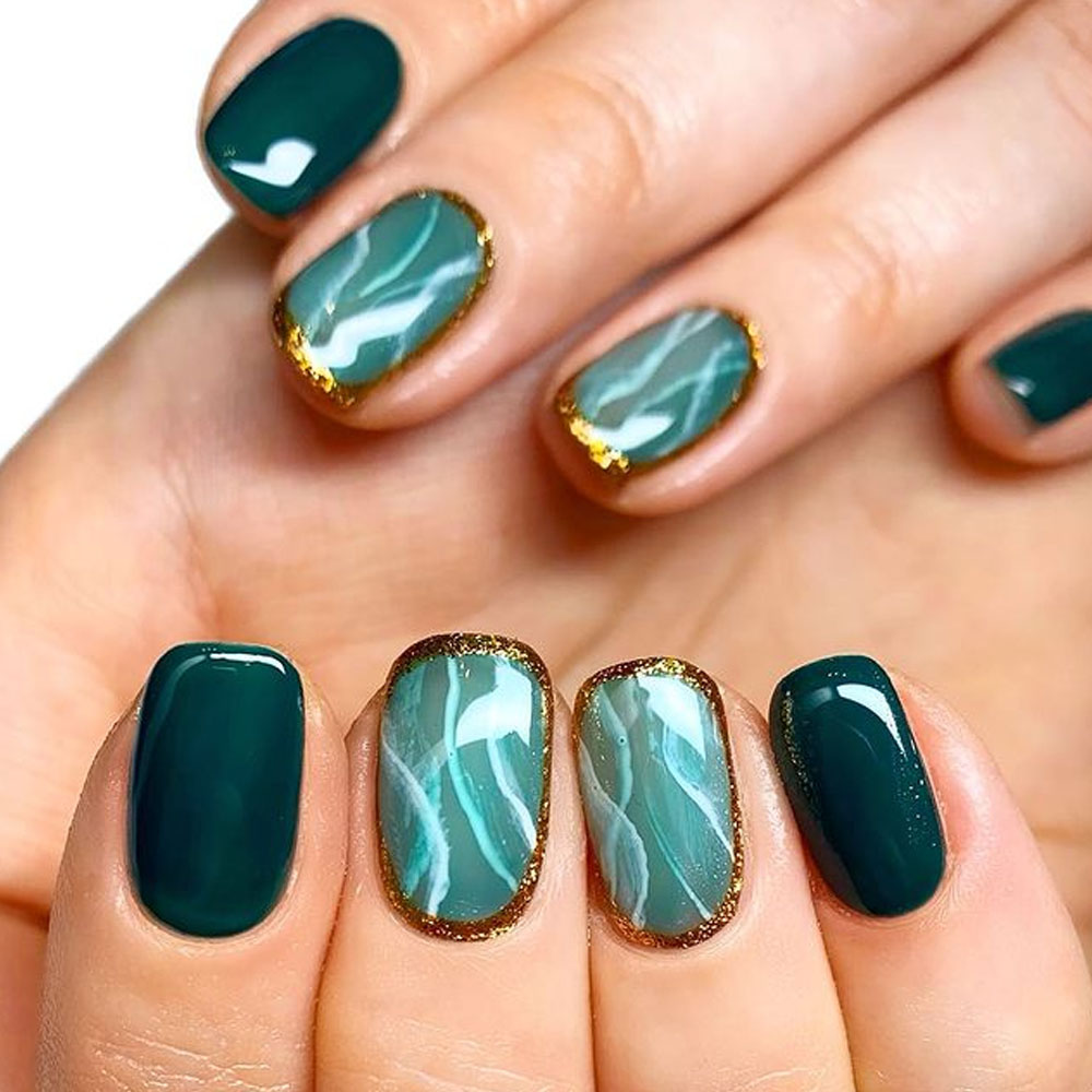 Sage Marble Thanksgiving Nails