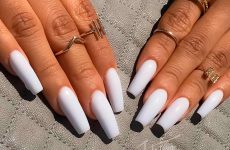 Fancy White Coffin Nails Designs