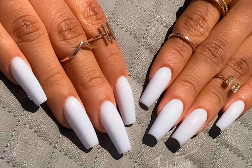 Fancy White Coffin Nails Designs
