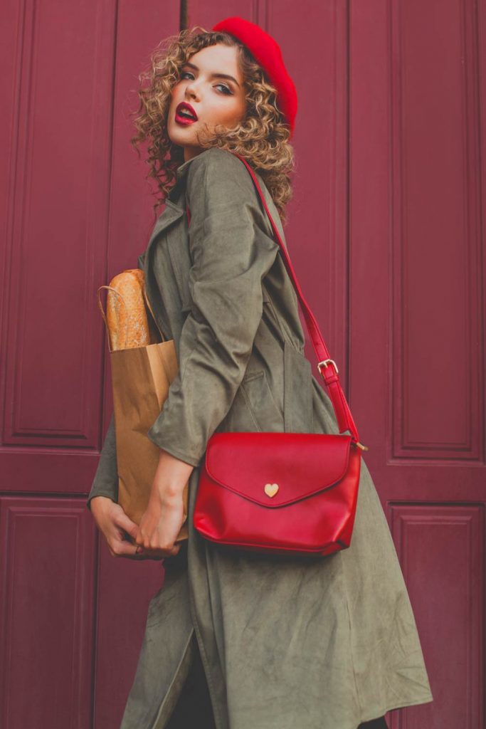 Khaki Trench With Red Accessories