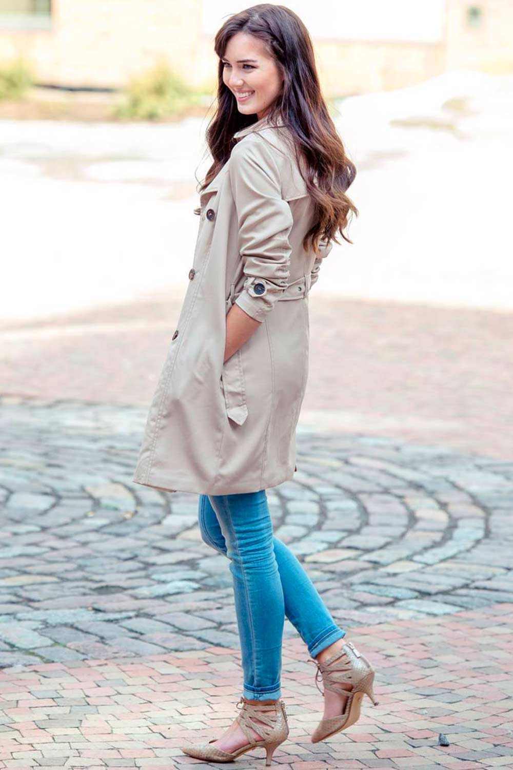 Light Gray Trench Coat & Jeans
