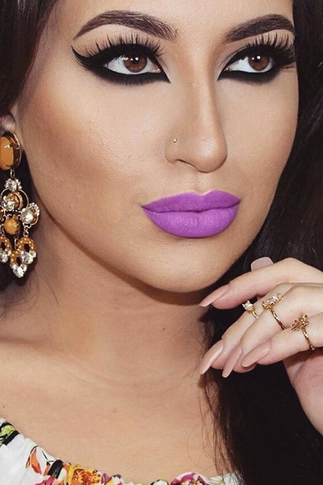 Night Makeup Ideas With Purple Lipstick