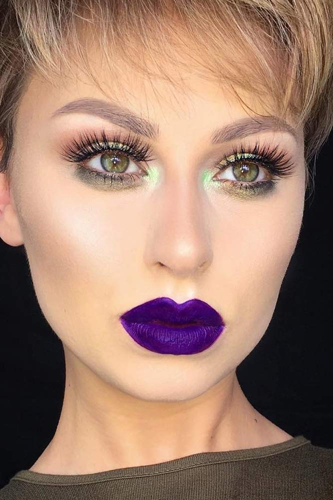Night Makeup Ideas With Purple Lipstick