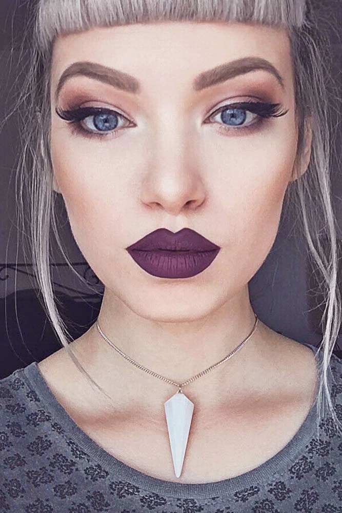 Night Makeup Ideas With Purple Lipstick