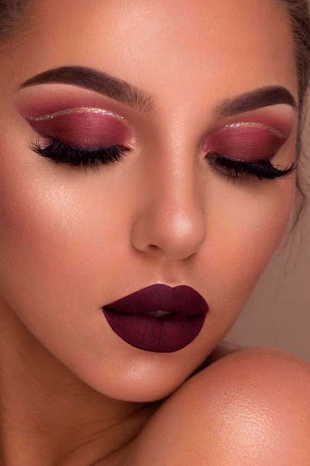 Night Makeup Ideas With Purple Lipstick