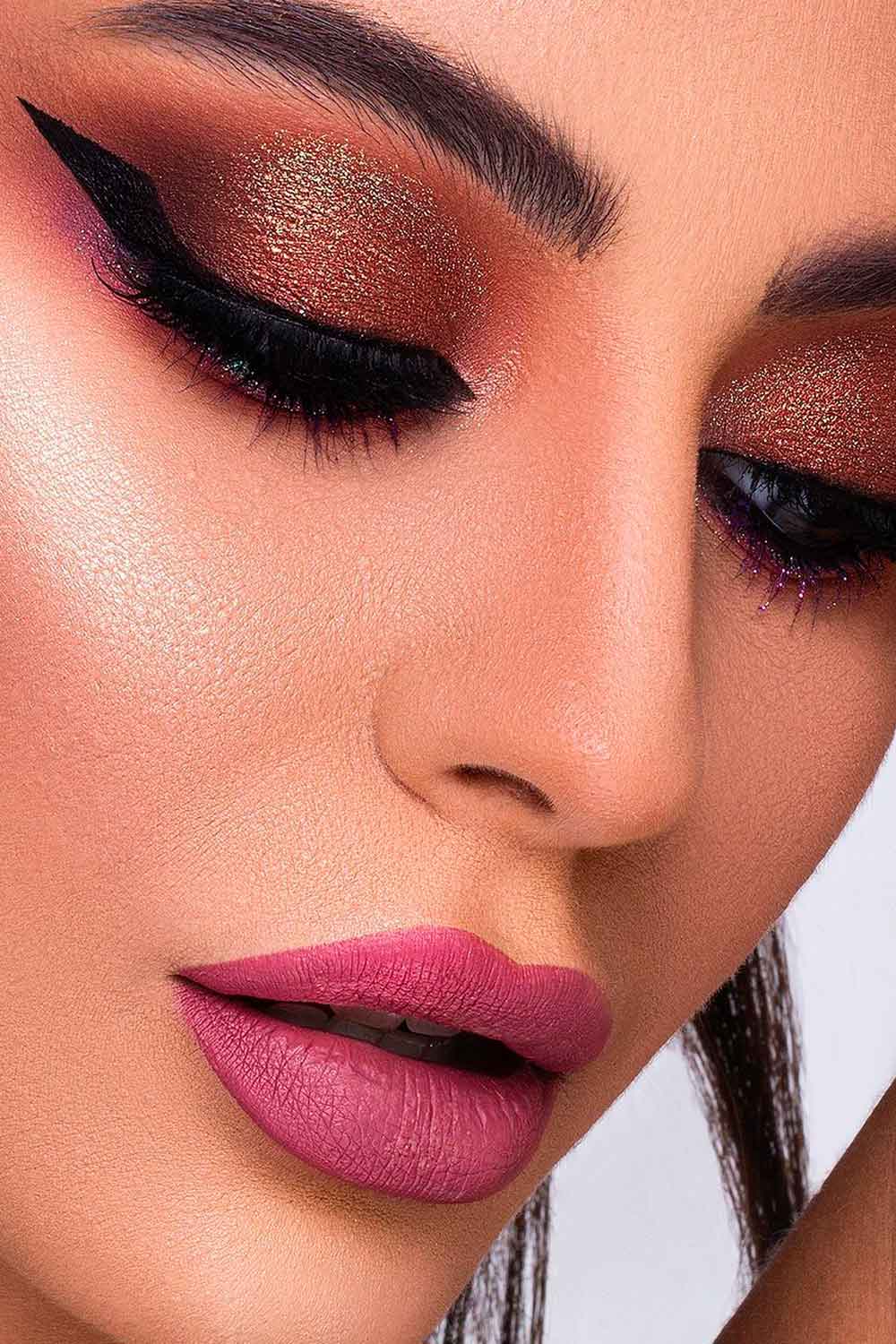 Night Makeup Ideas With Purple Lipstick
