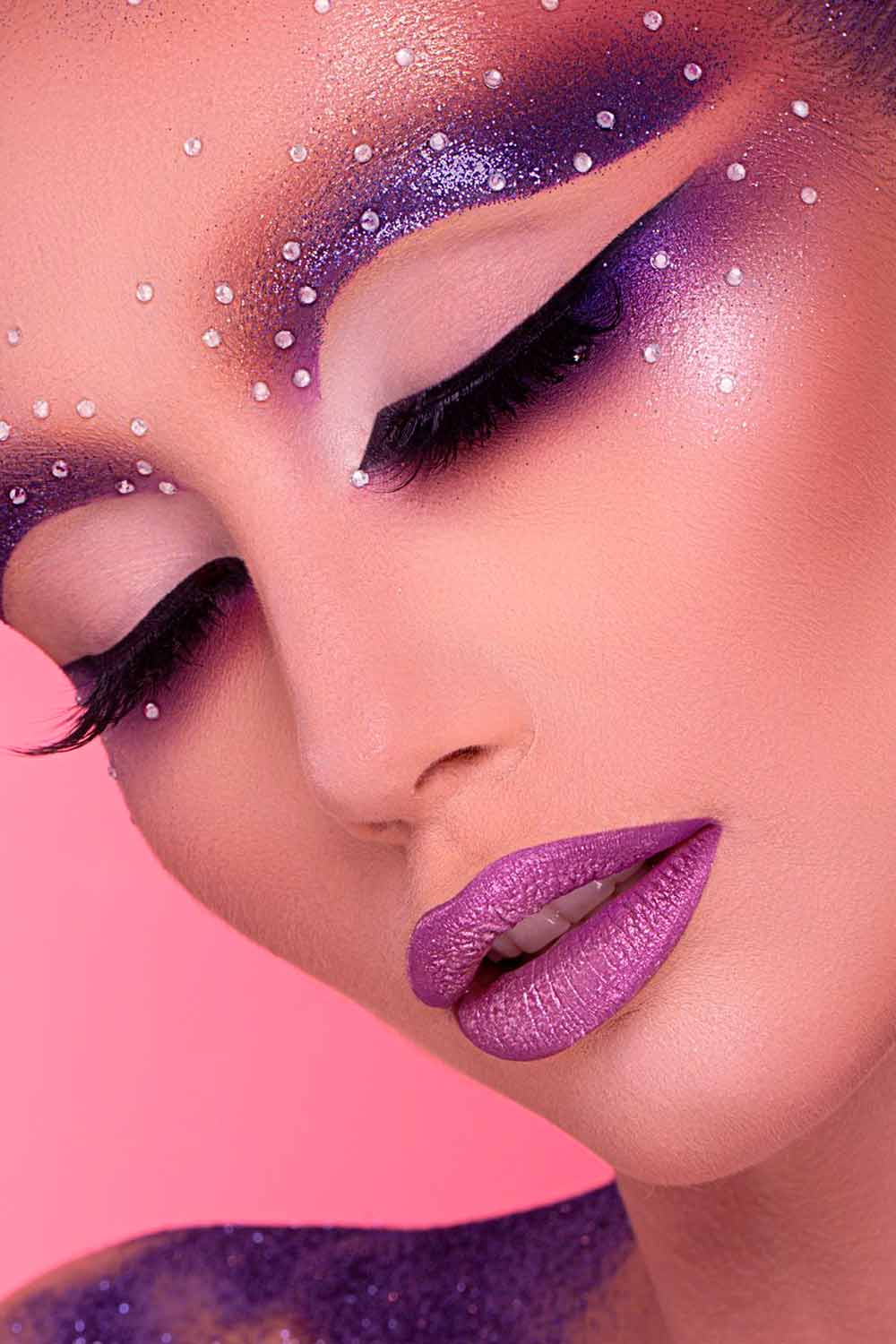 Night Makeup Ideas With Purple Lipstick