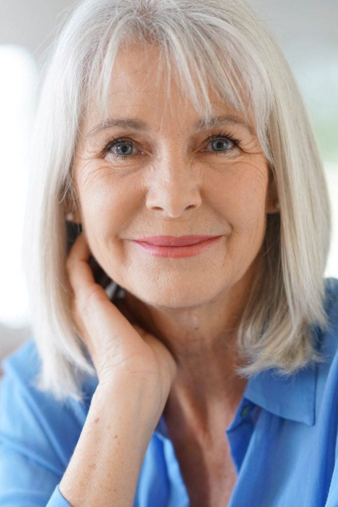 Grey Bob Haircut With Bangs