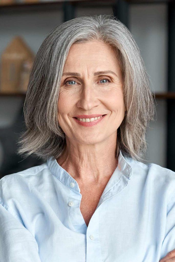 Grey Feathered Bob Haircut Idea