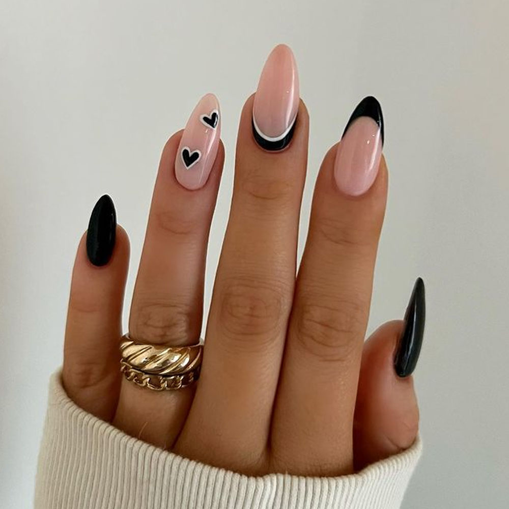 Gothic French Valentines Day Nails