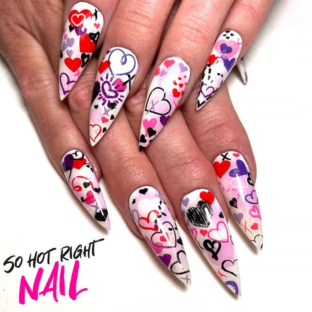 Graffiti Hearts Nails