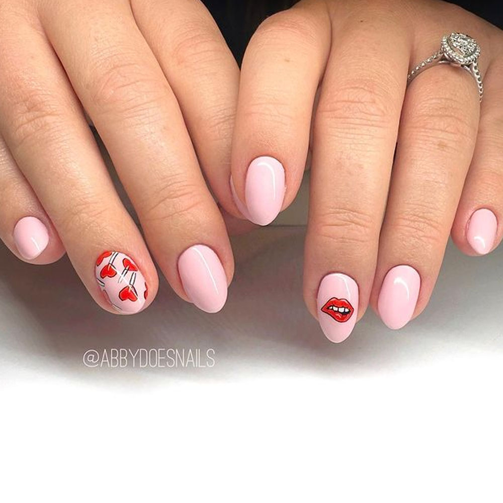 Baby Pink Valentines Day Nails