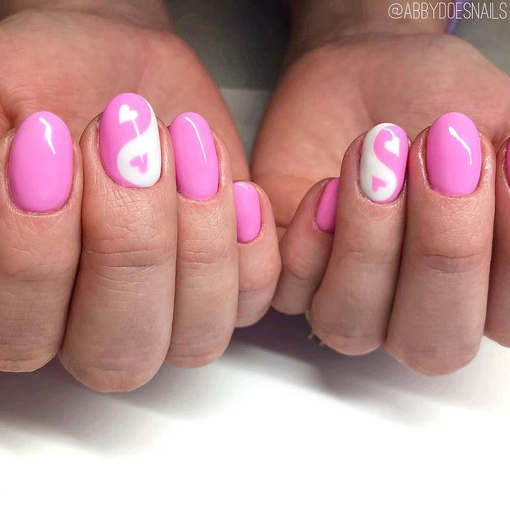 Yin Yang Valentines Day Nails