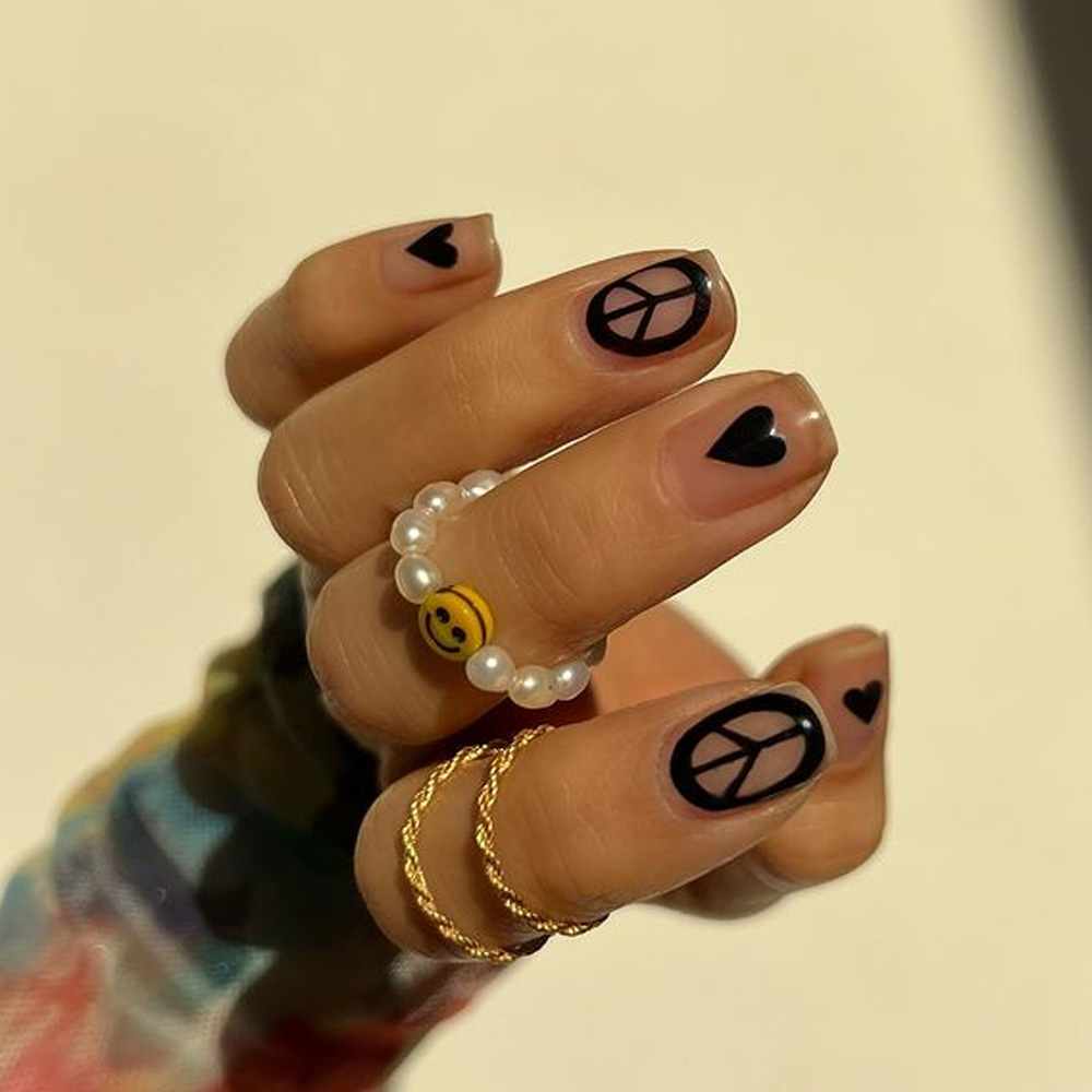 Peace Heart Nail Design