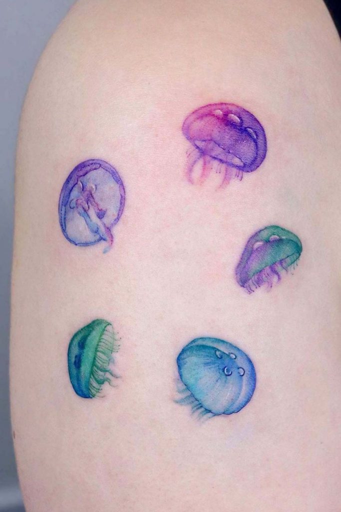 Watercolor Jellyfish Tattoo
