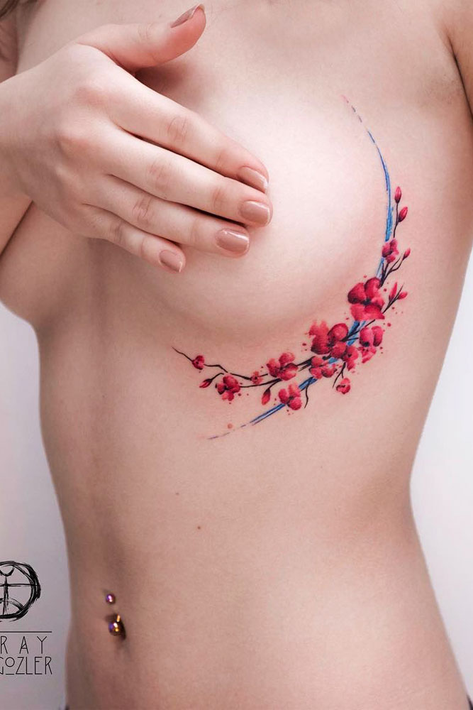 Watercolor Tattoo Idea For Chest #flowertattoo