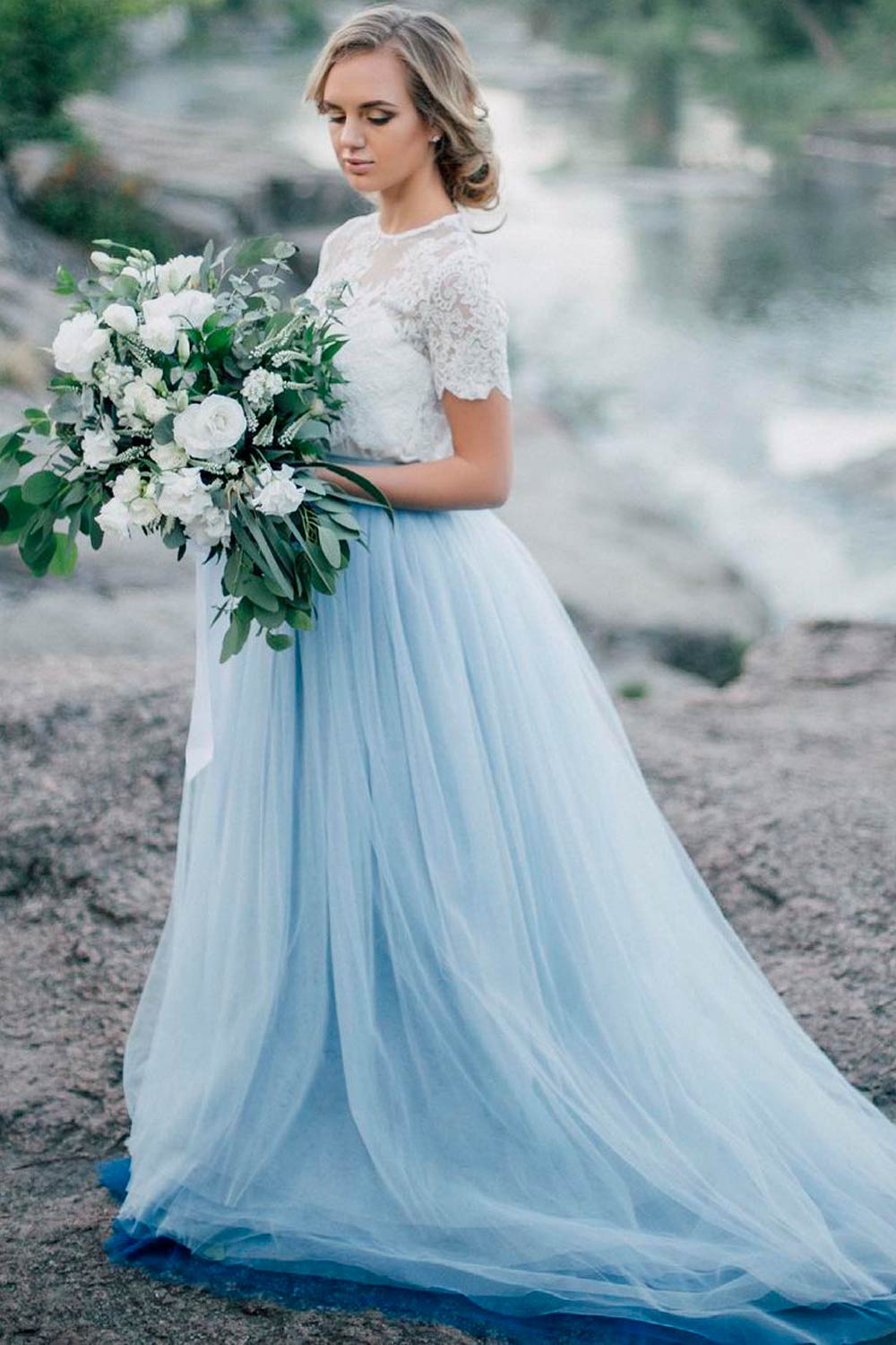 Blue Gray and White